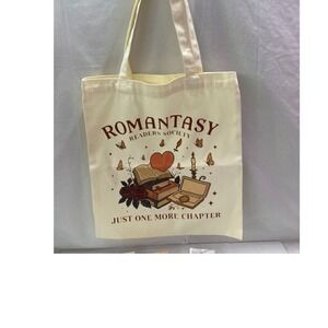 Romantasy Readers Society Tote Bag Bundle Bookmarks Page Flags Cream Canvas